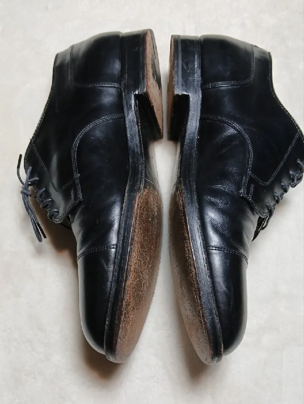 Alden 971 Straight Tip Blucher Black Leather Cap-Toe Derbys Size 10.5 B